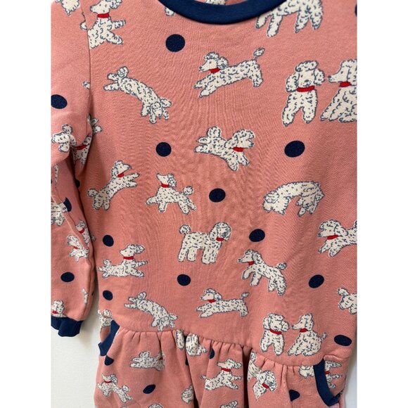Mini Boden Girls 9/10 Long Sleeve Pink Dog Poodle Print Dress - Picture 2 of 4